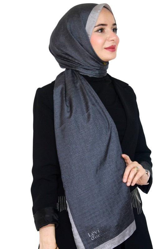 Levidor Jakarlı Monogram Şal 5023-12