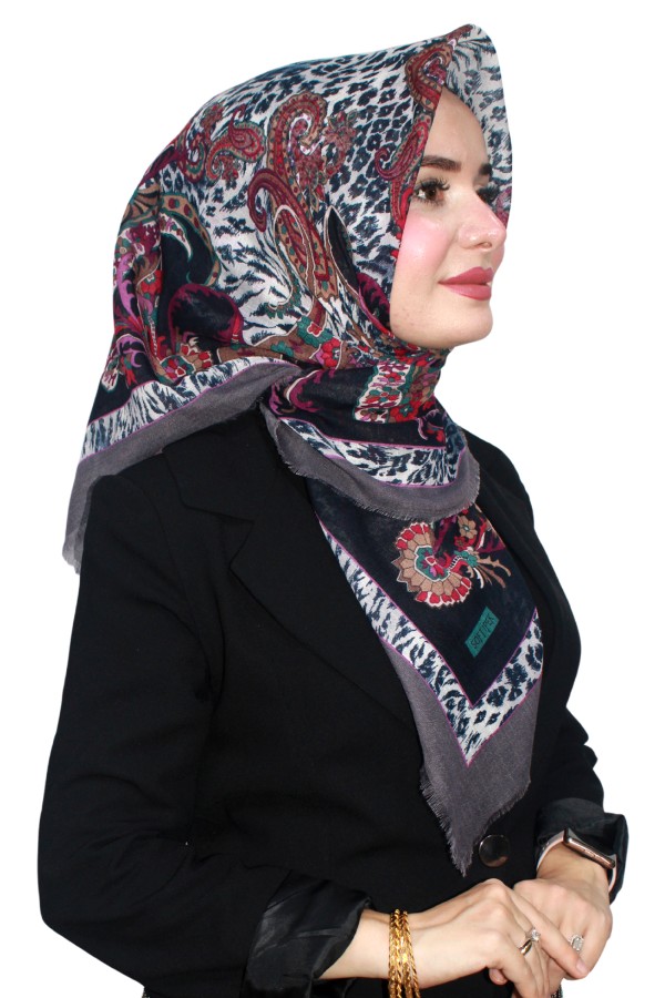Pamuk Keten Flamlı Eşarp 1048-16