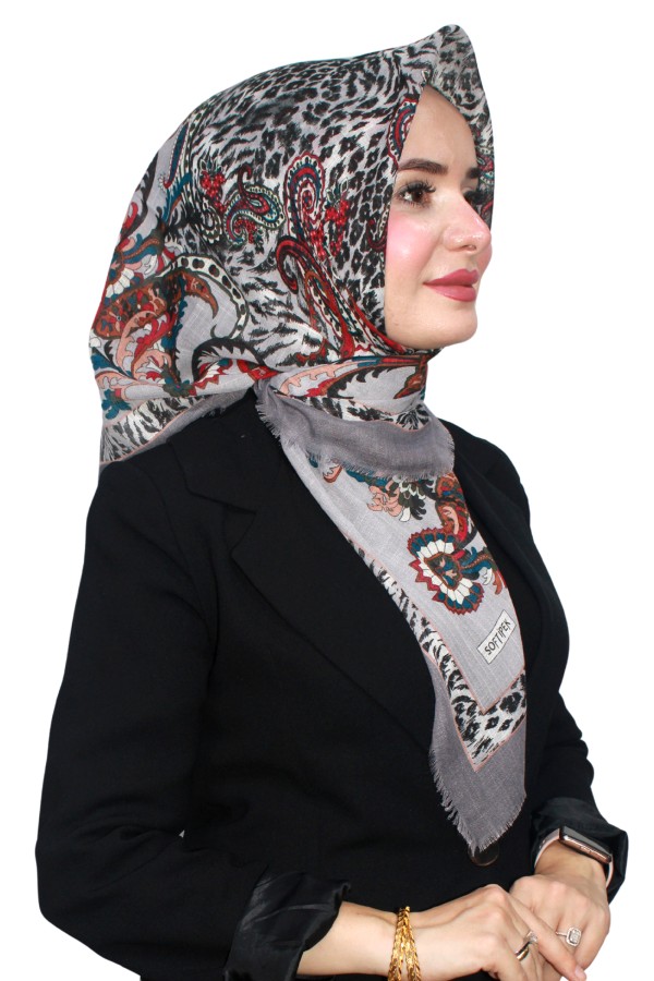 Pamuk Keten Flamlı Eşarp 1048-5