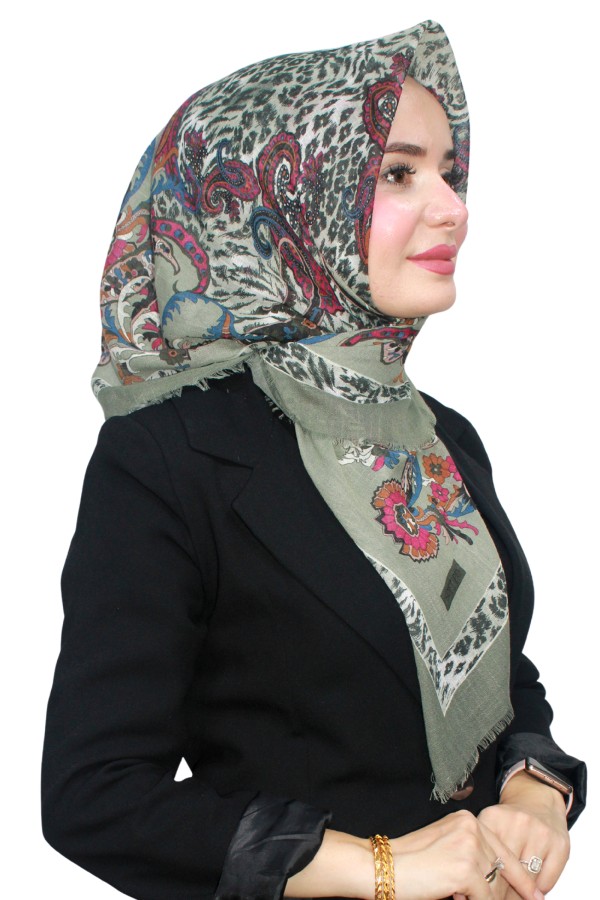 Pamuk Keten Flamlı Eşarp 1048-4