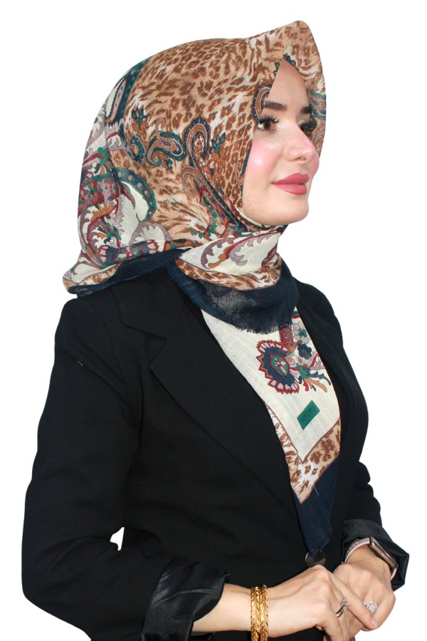 Pamuk Keten Flamlı Eşarp 1048-3