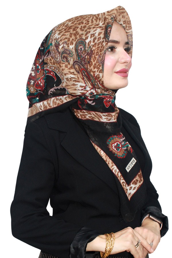 Pamuk Keten Flamlı Eşarp 1048-11
