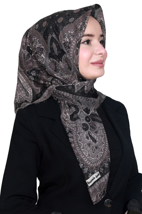 Pamuk Keten Flamlı Eşarp 1042-1