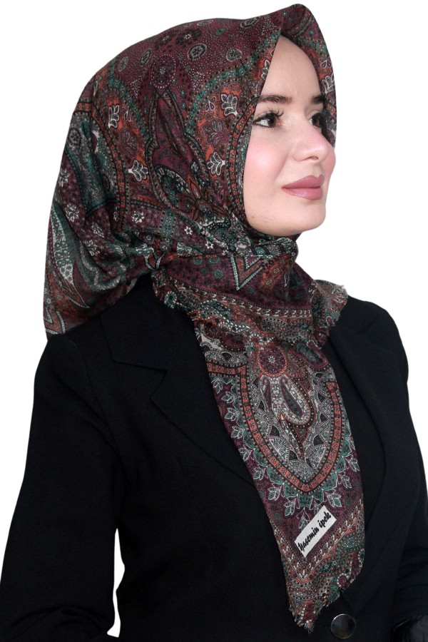 Pamuk Keten Flamlı Eşarp 1042-35