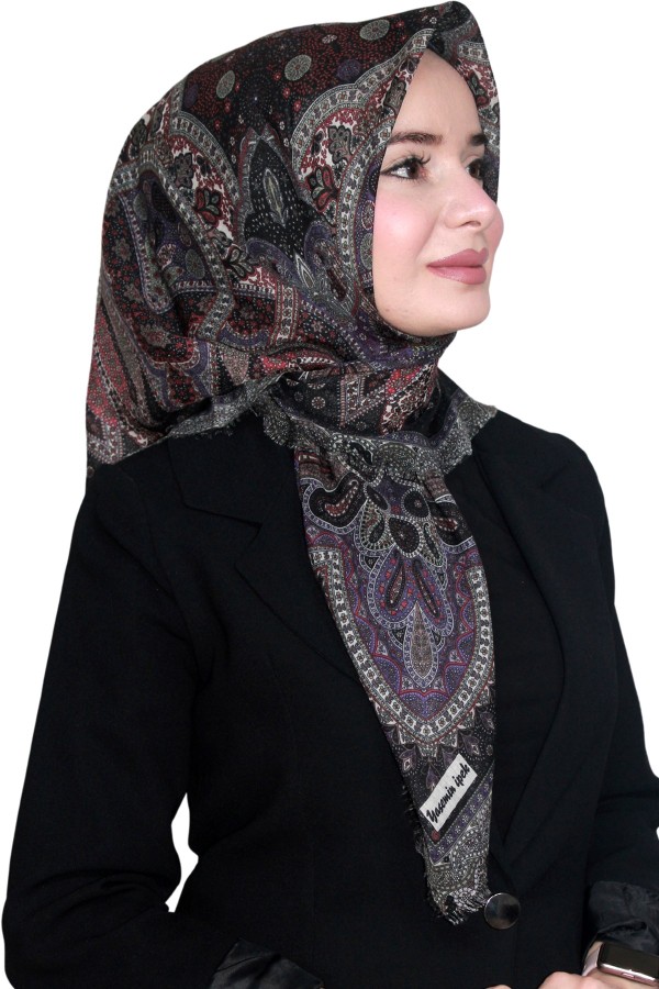 Pamuk Keten Flamlı Eşarp 1042-4