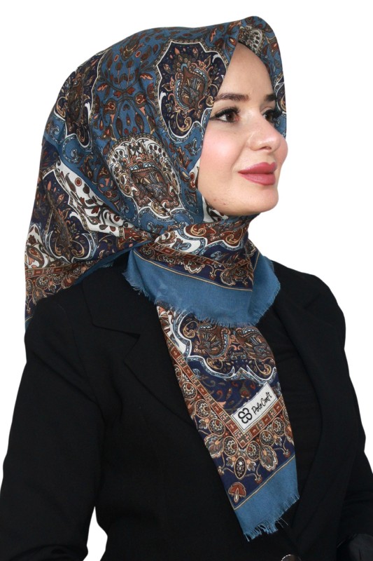 Pamuk Keten Flamlı Eşarp 1046-10