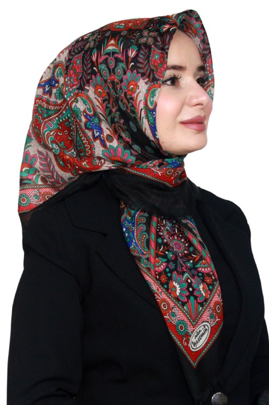 Pamuk Keten Flamlı Eşarp 1040-8