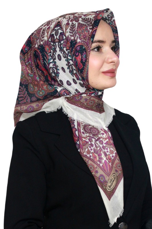 Pamuk Keten Flamlı Eşarp 1040-7