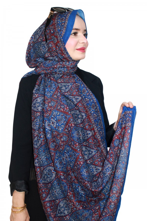 Desenli Bambu Crash Şal 5096-2