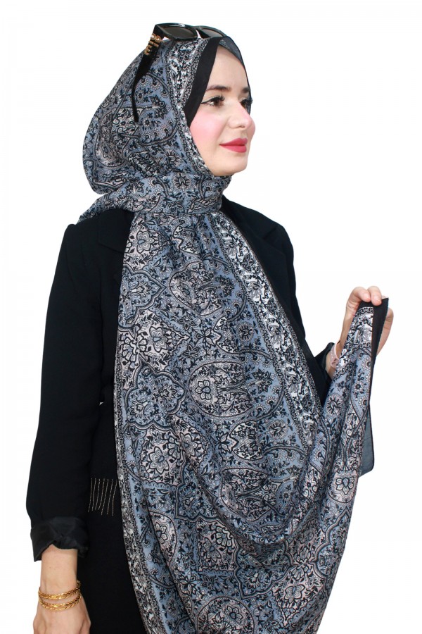 Desenli Bambu Crash Şal 5096-4