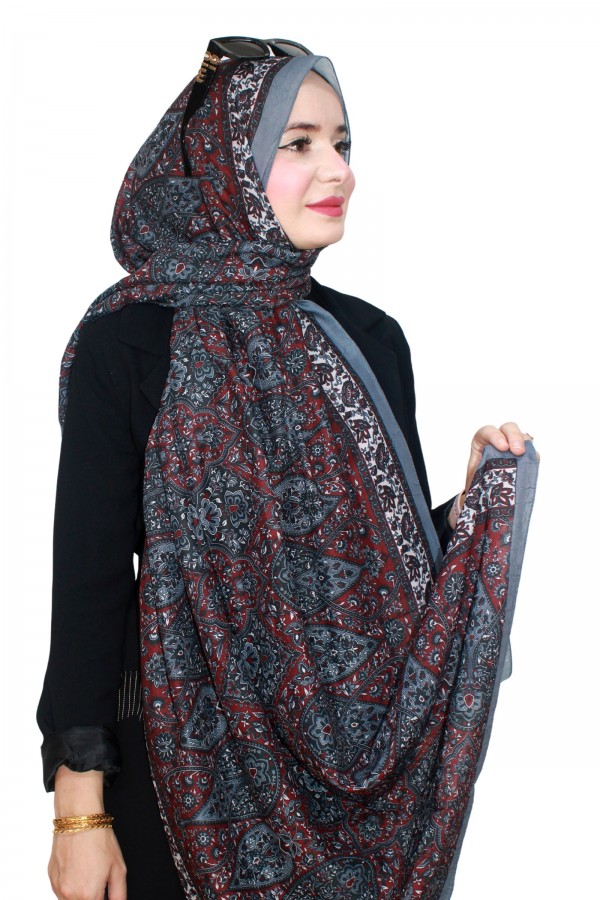 Desenli Bambu Crash Şal 5096-6