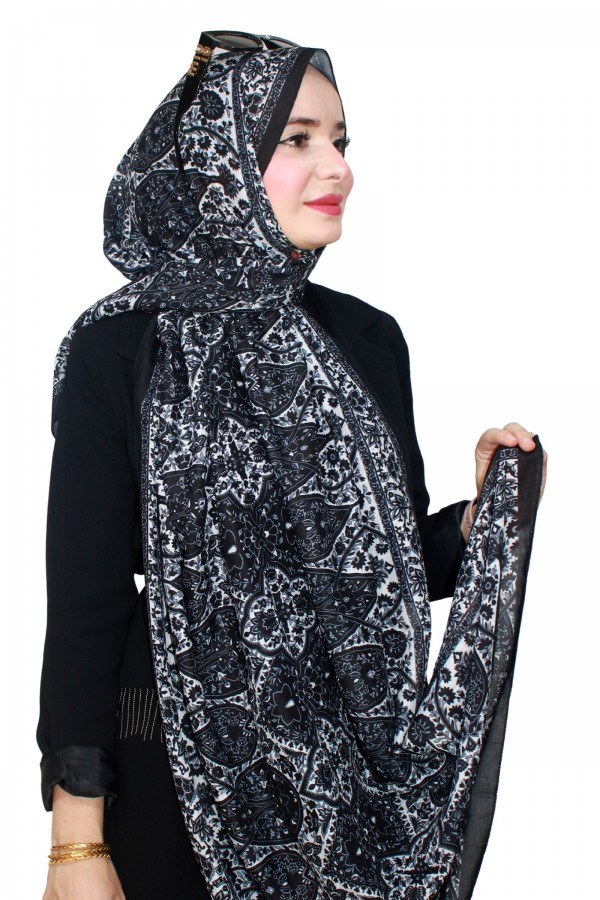 Desenli Bambu Crash Şal 5096-7