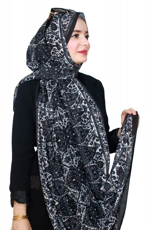 Desenli Bambu Crash Şal 5096-7