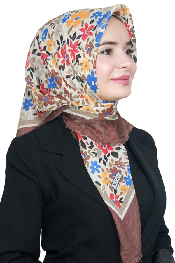 Pamuk Keten Flamlı Eşarp 1018-7