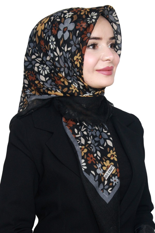 Pamuk Keten Flamlı Eşarp 1018-5