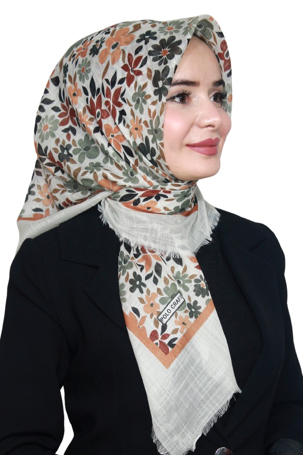 Pamuk Keten Flamlı Eşarp 1018-4