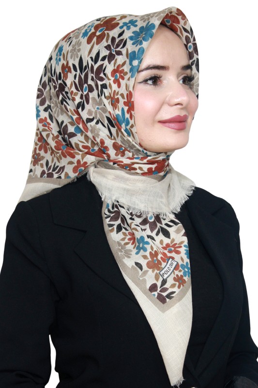 Pamuk Keten Flamlı Eşarp 1018-10- Polocraft-Flamlı Eşarp