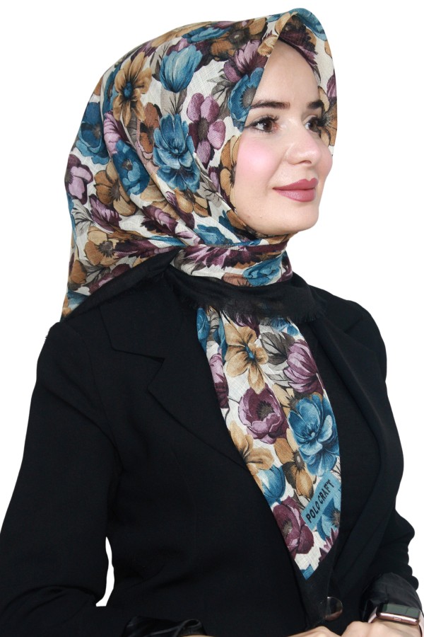Pamuk Keten Flamlı Eşarp 1021-5