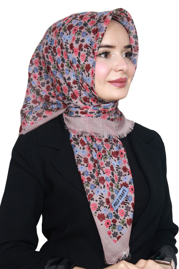 Pamuk Keten Flamlı Eşarp 1022-3