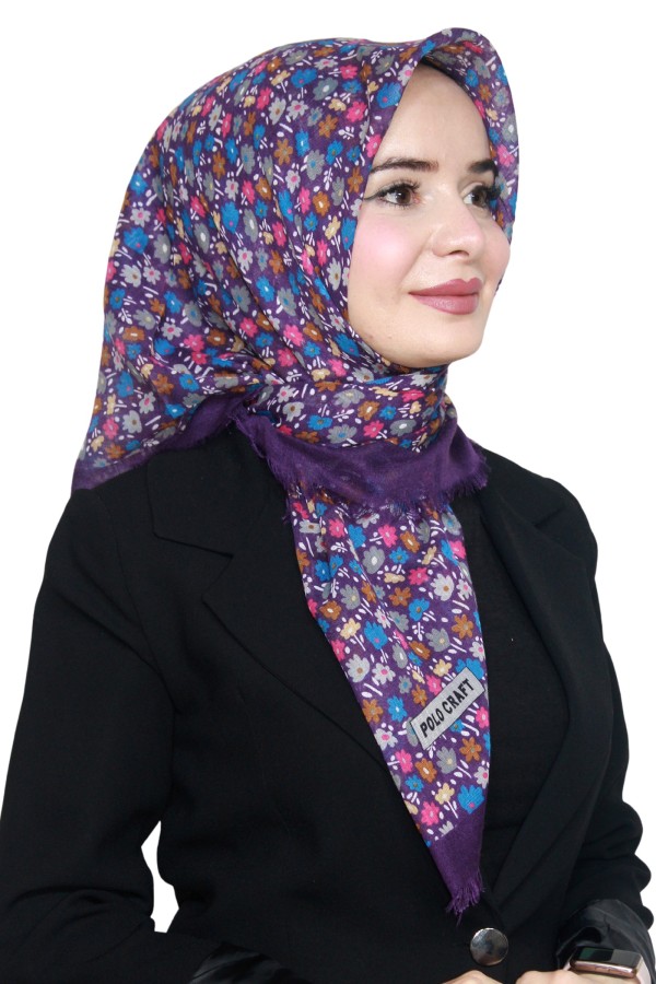 Pamuk Keten Flamlı Eşarp 1022-16