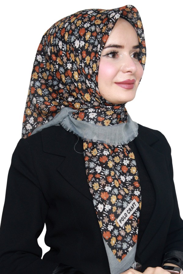 Pamuk Keten Flamlı Eşarp 1022-15