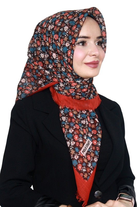 Pamuk Keten Flamlı Eşarp 1022-14- Polocraft-Flamlı Eşarp