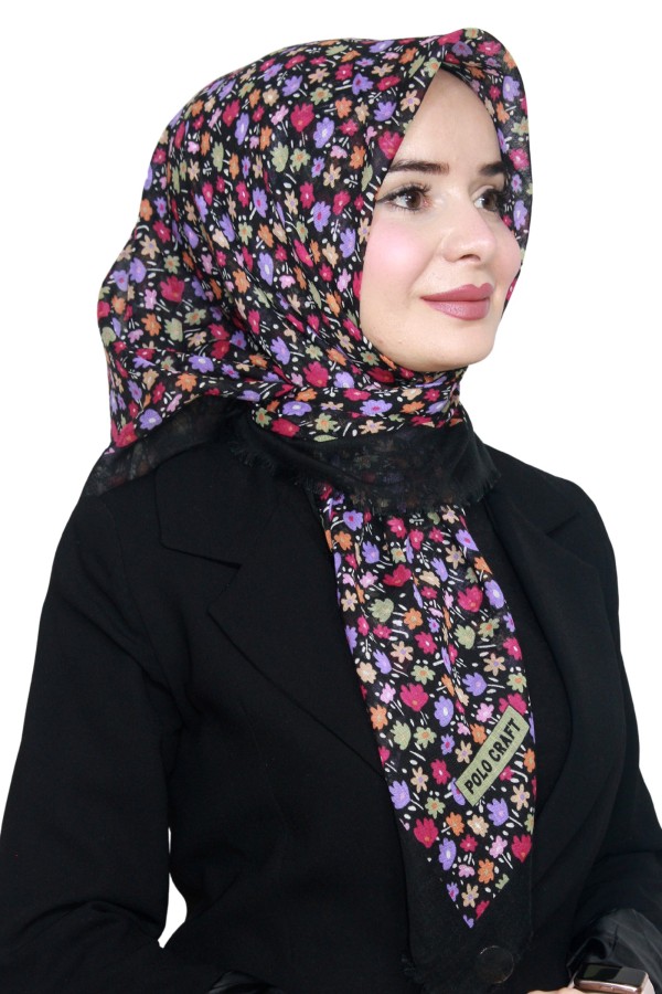 Pamuk Keten Flamlı Eşarp 1022-11