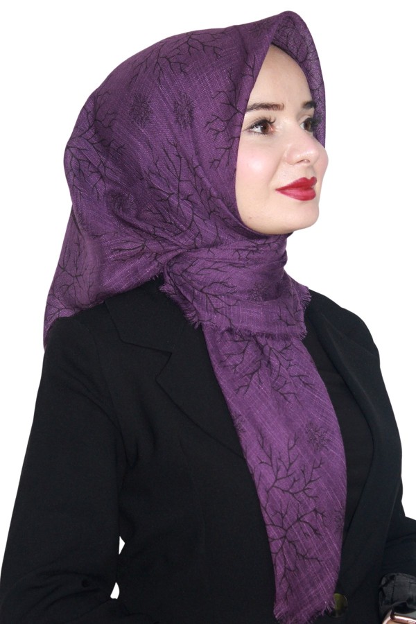 Pamuk Keten Flamlı Eşarp 1038-10