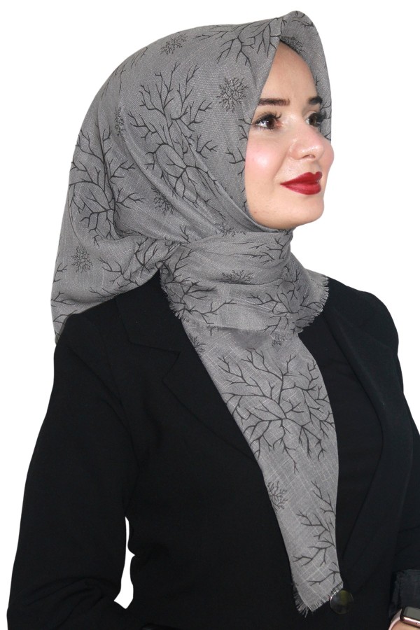 Pamuk Keten Flamlı Eşarp 1038-4