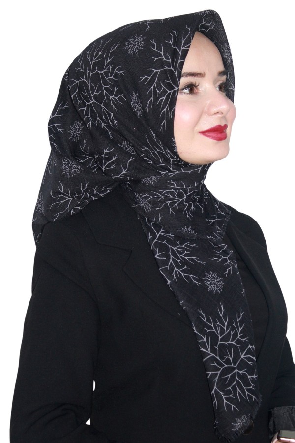 Pamuk Keten Flamlı Eşarp 1038-5