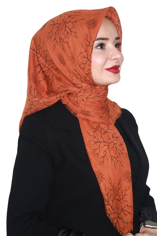Pamuk Keten Flamlı Eşarp 1038-7