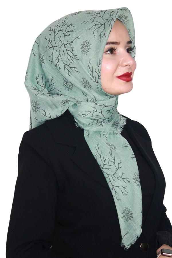 Pamuk Keten Flamlı Eşarp 1038-9