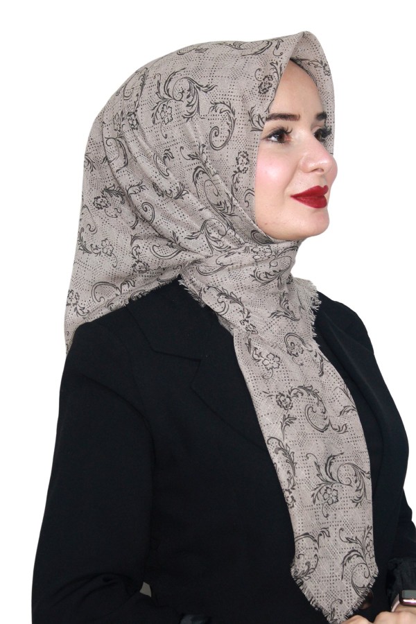 Pamuk Keten Flamlı Eşarp 1039-7