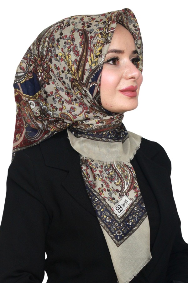 Pamuk Keten Flamlı Eşarp 1047-3