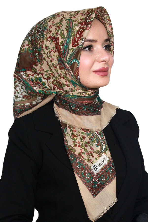 Pamuk Keten Flamlı Eşarp 1047-5