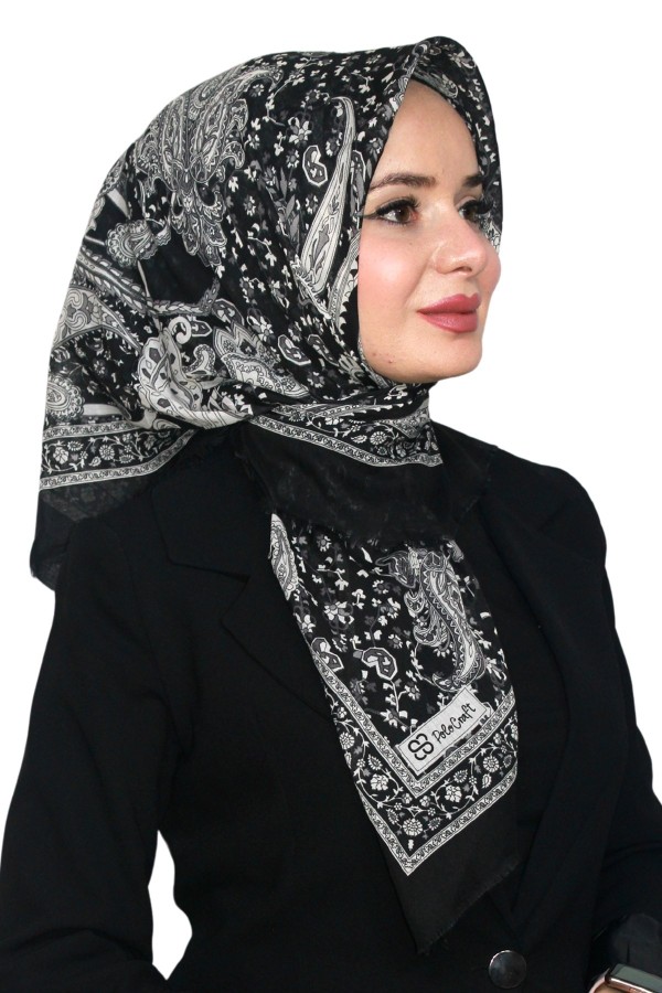 Pamuk Keten Flamlı Eşarp 1047-7