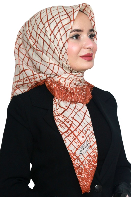 Yasemin Pamuk Flamlı Eşarp 1007-14- Yasemin-Flamlı Eşarp