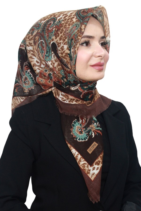 Pamuk Keten Flamlı Eşarp 1048-12