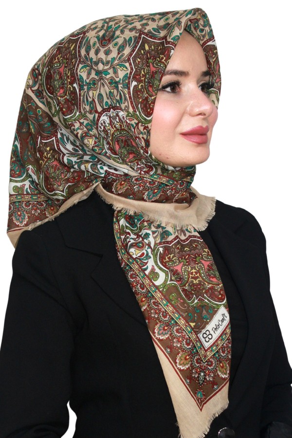 Pamuk Keten Flamlı Eşarp 1046-4