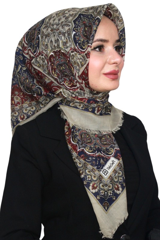 Pamuk Keten Flamlı Eşarp 1046-5