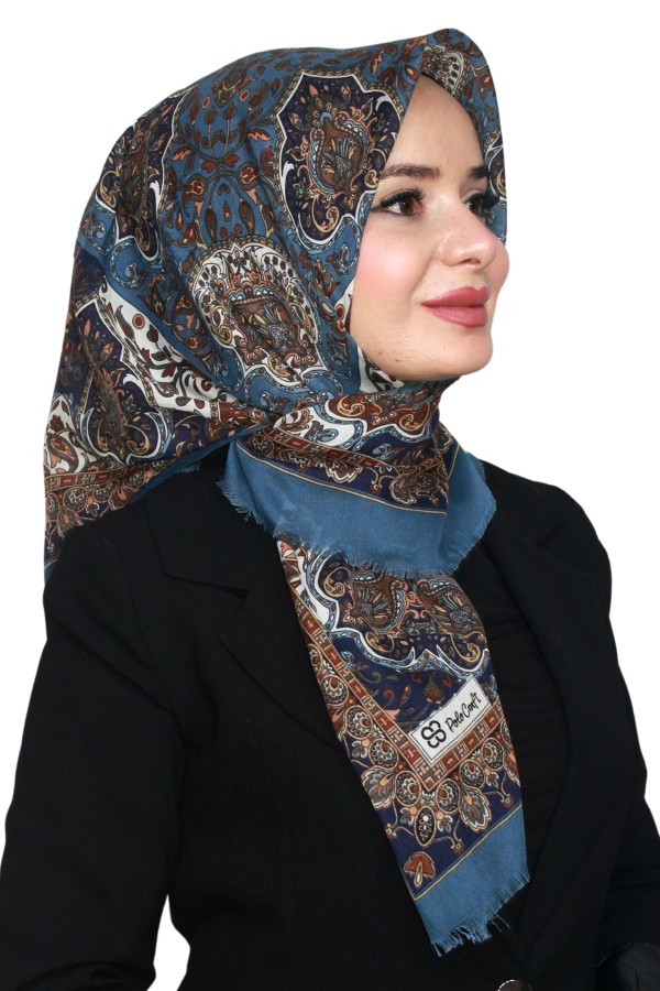 Pamuk Keten Flamlı Eşarp 1046-10