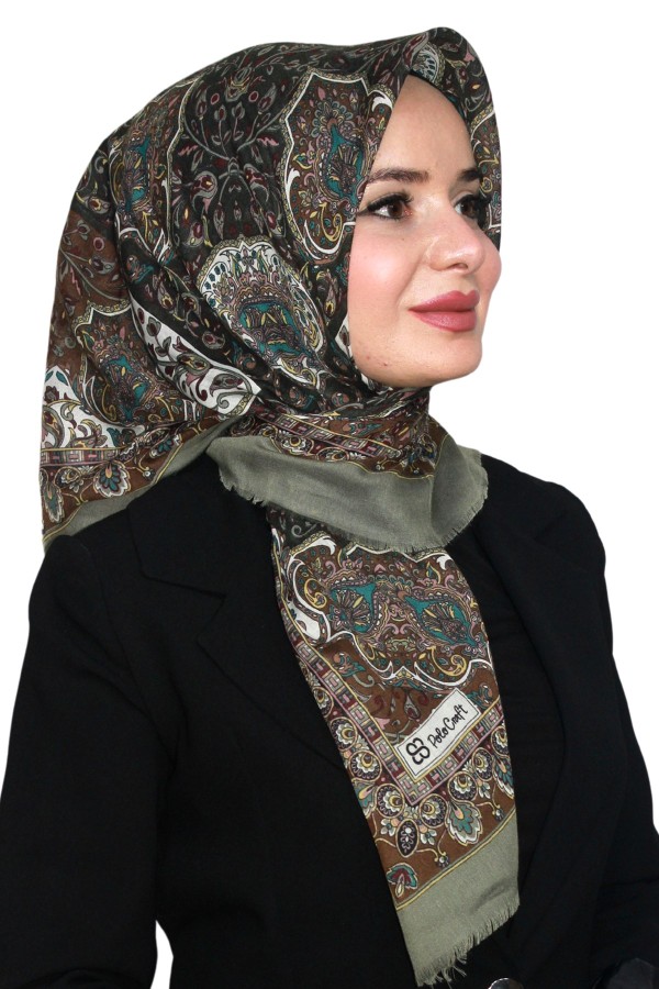 Pamuk Keten Flamlı Eşarp 1046-9