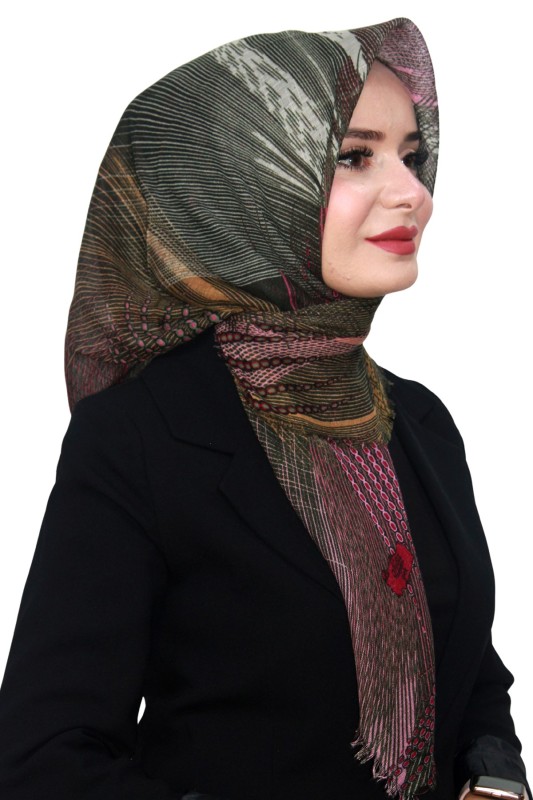 Pamuk Keten Flamlı Eşarp 1057-6