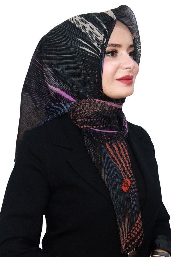 Pamuk Keten Flamlı Eşarp 1057-8