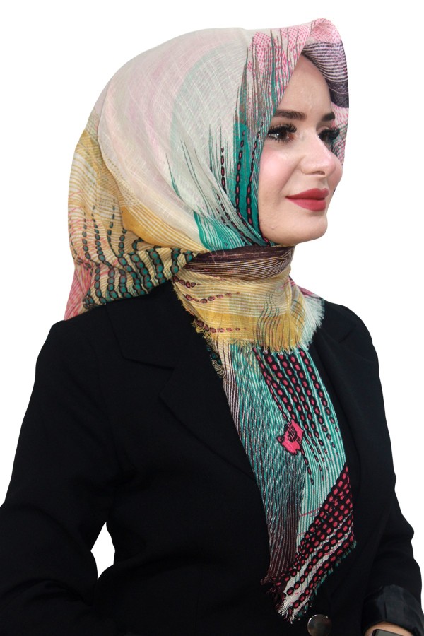 Pamuk Keten Flamlı Eşarp 1057-9